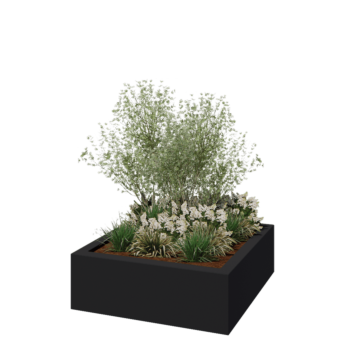 Poliester Korito za rože - Kvadrat - 120 x 120 x 40 cm - RAL7021 mat (črno-siva) - Z dnom