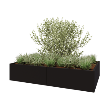 Jekleno korito za rože XXL - Pravokotnik - 200 x 120 x 40 cm - RAL9005 mat (črna) - Brez dnoplošče