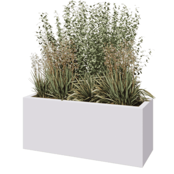 Poliester Korito za rože - Pravokotnik - 120 x 40 x 50 cm - RAL9010 mat (bela) - Z dnom