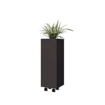 Jekleno korito za rože - Kvadrat - 30 x 30 x 80 cm - Druga RAL barva - Z dnoploščo - S kolesi