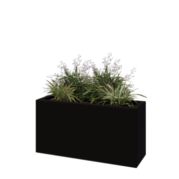 Poliester Korito za rože - Pravokotnik - 100 x 30 x 50 cm - RAL9005 mat (črna) - Z dnom