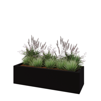 Poliester Korito za rože - Pravokotnik - 150 x 50 x 40 cm - RAL9005 mat (črna) - Z dnom