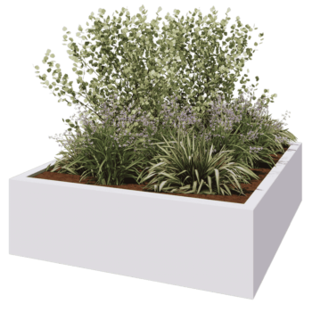 Poliester Korito za rože - Kvadrat - 200 x 200 x 60 cm - RAL9010 mat (bela) - Z dnom