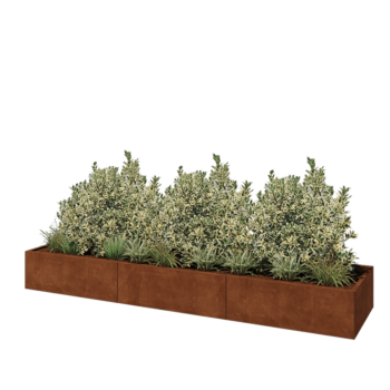 Corten jekleno korito za rože XXL - Pravokotnik - 360 x 80 x 40 cm - Brez dnoplošče