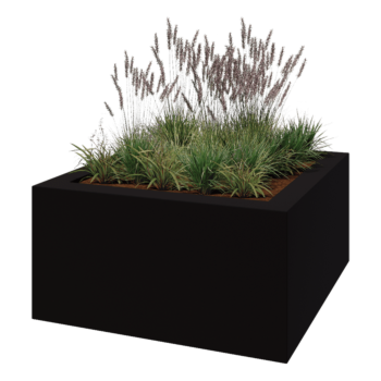 Poliester Korito za rože - Kvadrat - 160 x 160 x 80 cm - RAL9005 mat (črna) - Z dnom