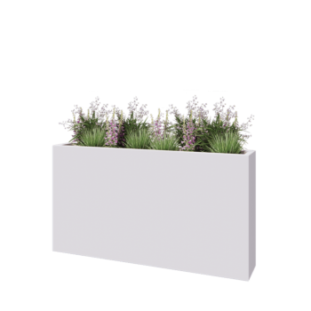 Poliester Korito za rože - Pravokotnik - 150 x 25 x 80 cm - RAL9010 mat (bela) - Z dnom