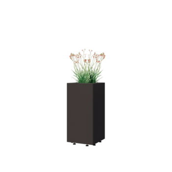 Jekleno korito za rože - Kvadrat - 30 x 30 x 60 cm - Druga RAL barva - Z dnoploščo - Z nogami