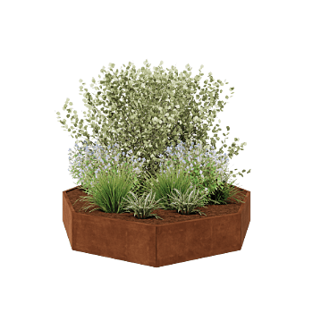 Corten jekleno korito za rože - Osemkotnik - 241,4 x 241,4 x 40 cm - Brez dnoplošče