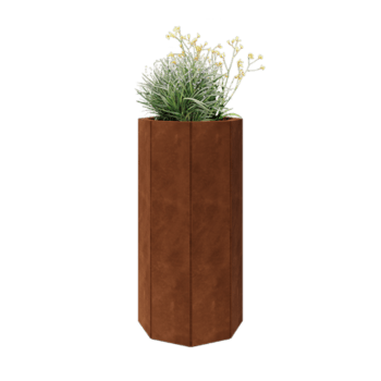 Corten jekleno korito za rože - Osemkotnik - 48,3 x 48,3 x 100 cm - Z dnoploščo