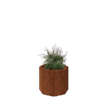 Corten jekleno korito za rože - Osemkotnik - 48,3 x 48,3 x 40 cm - Z dnoploščo - Z nogami