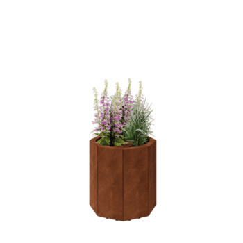 Corten jekleno korito za rože - Osemkotnik - 48,3 x 48,3 x 50 cm - Z dnoploščo - Z nogami