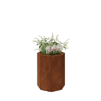 Corten jekleno korito za rože - Osemkotnik - 48,3 x 48,3 x 60 cm - Z dnoploščo - Z nogami