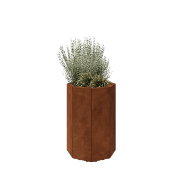 Corten jekleno korito za rože - Osemkotnik - 48,3 x 48,3 x 70 cm - Z dnoploščo - Z nogami