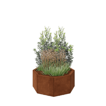 Corten jekleno korito za rože - Osemkotnik - 72,4 x 72,4 x 30 cm - Z dnoploščo - Z nogami