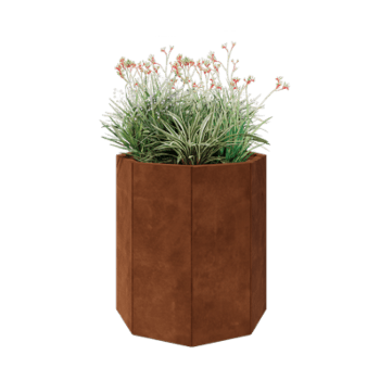 Corten jekleno korito za rože - Osemkotnik - 72,4 x 72,4 x 80 cm - Z dnoploščo