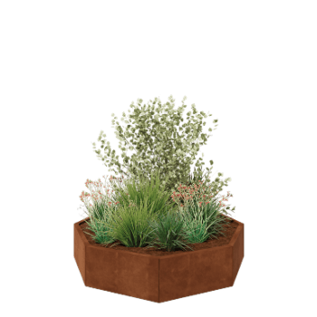 Corten jekleno korito za rože - Osemkotnik - 144,9 x 144,9 x 30 cm - Brez dnoplošče