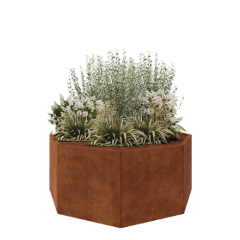 Corten jekleno korito za rože - Osemkotnik - 168,6 x 168,6 x 70 cm - Brez dnoplošče