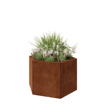 Corten jekleno korito za rože - Šestkotnik - 99,3 x 86,6 x 60 cm - Brez dnoplošče