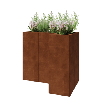 Corten jekleno korito za rože - L-oblikа - 90 x 60 x 80 cm - Brez dnoplošče