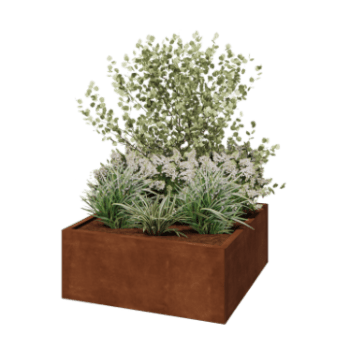 Corten jekleno korito za rože - Kvadrat - 100 x 100 x 40 cm - Brez dnoplošče