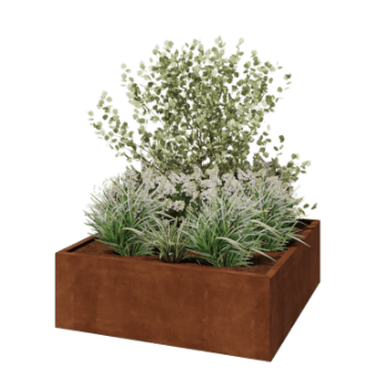 Corten jekleno korito za rože - Kvadrat - 120 x 120 x 40 cm - Brez dnoplošče