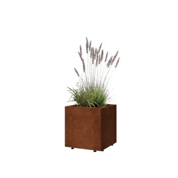 Corten jekleno korito za rože - Kvadrat - 40 x 40 x 40 cm - Z dnoploščo - Z nogami