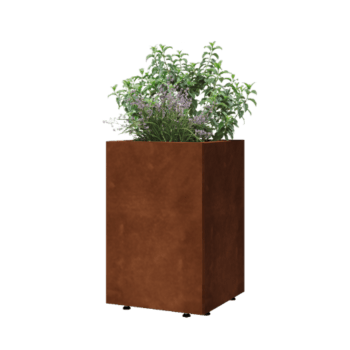 Corten jekleno korito za rože - Kvadrat - 40 x 40 x 60 cm - Z dnoploščo - Z nogami