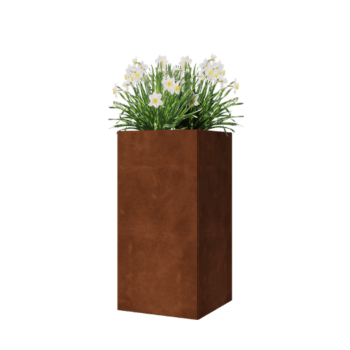 Corten jekleno korito za rože - Kvadrat - 40 x 40 x 80 cm - Z dnoploščo