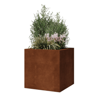 Corten jekleno korito za rože - Kvadrat - 50 x 50 x 50 cm - Z dnoploščo