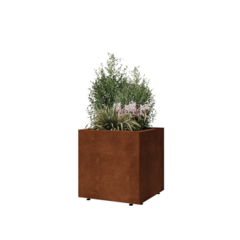 Corten jekleno korito za rože - Kvadrat - 50 x 50 x 50 cm - Z dnoploščo - Z nogami