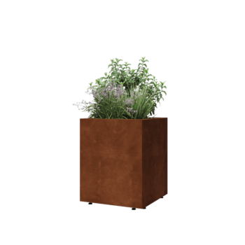 Corten jekleno korito za rože - Kvadrat - 50 x 50 x 60 cm - Z dnoploščo - Z nogami
