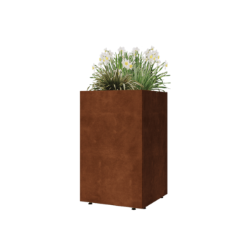 Corten jekleno korito za rože - Kvadrat - 50 x 50 x 80 cm - Z dnoploščo - Z nogami