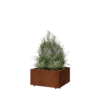 Corten jekleno korito za rože - Kvadrat - 60 x 60 x 30 cm - Z dnoploščo - Z nogami
