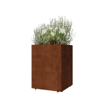 Corten jekleno korito za rože - Kvadrat - 60 x 60 x 80 cm - Z dnoploščo - Z nogami