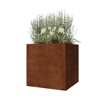 Corten jekleno korito za rože - Kvadrat - 80 x 80 x 80 cm - Z dnoploščo