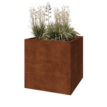 Corten jekleno korito za rože - Kvadrat - 100 x 100 x 100 cm - Z dnoploščo