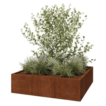 Corten jekleno korito za rože XXL - Kvadrat - 150 x 150 x 40 cm - Brez dnoplošče