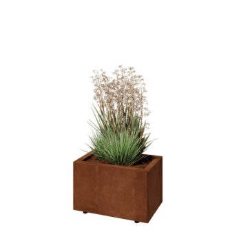 Corten jekleno korito za rože - Pravokotnik - 50 x 30 x 30 cm - Z dnoploščo - Z nogami