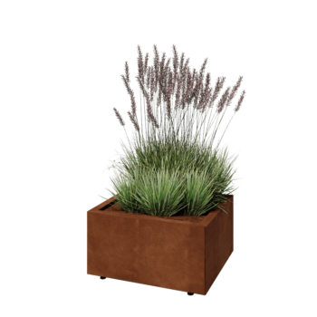 Corten jekleno korito za rože - Pravokotnik - 60 x 50 x 30 cm - Z dnoploščo - Z nogami