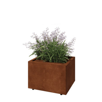 Corten jekleno korito za rože - Pravokotnik - 60 x 50 x 40 cm - Z dnoploščo - Z nogami