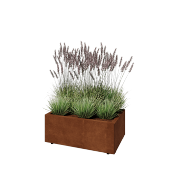 Corten jekleno korito za rože - Pravokotnik - 80 x 50 x 30 cm - Z dnoploščo - Z nogami