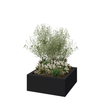 Poliester Korito za rože - Kvadrat - 100 x 100 x 40 cm - RAL7021 mat (črno-siva) - Z dnom