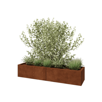 Corten jekleno korito za rože XXL - Pravokotnik - 160 x 40 x 30 cm - Z dnoploščo