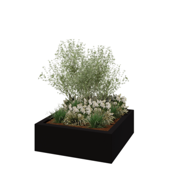 Poliester Korito za rože - Kvadrat - 120 x 120 x 40 cm - RAL9005 mat (črna) - Z dnom