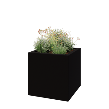 Poliester Korito za rože - Kvadrat - 100 x 100 x 100 cm - RAL9005 mat (črna) - Z dnom