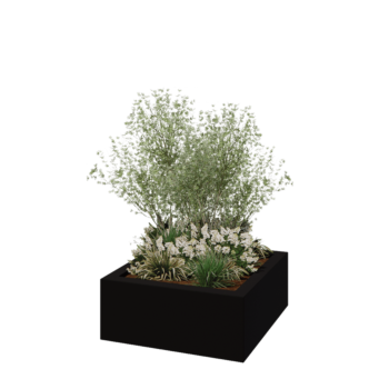 Poliester Korito za rože - Kvadrat - 100 x 100 x 40 cm - RAL9005 mat (črna) - Z dnom