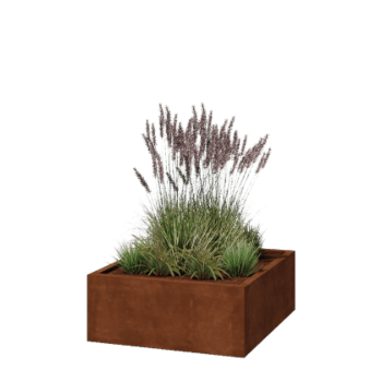 Corten jekleno korito za rože - Kvadrat - 100 x 100 x 40 cm - Varjeno - Brez dnoplošče