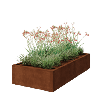 Corten jekleno korito za rože - Pravokotnik - 200 x 100 x 40 cm - Varjeno - Brez dnoplošče