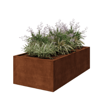 Corten jekleno korito za rože - Pravokotnik - 200 x 100 x 60 cm - Varjeno - Brez dnoplošče