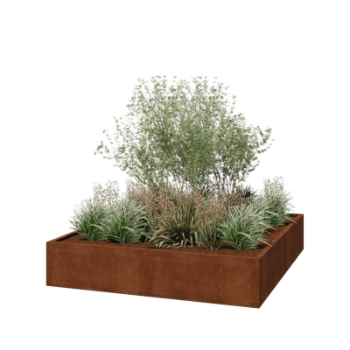 Corten jekleno korito za rože - Kvadrat - 200 x 200 x 40 cm - Varjeno - Brez dnoplošče